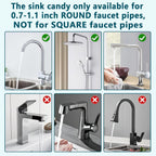 Sink Faucet Organizer Sponge Holder, Over Faucet Sink for 0.7-1.1" Round Water Pipe, Rustproof Caddy Rack, Adjustable Storage Shelf for Kitchen, Bathroom (Right Silver)