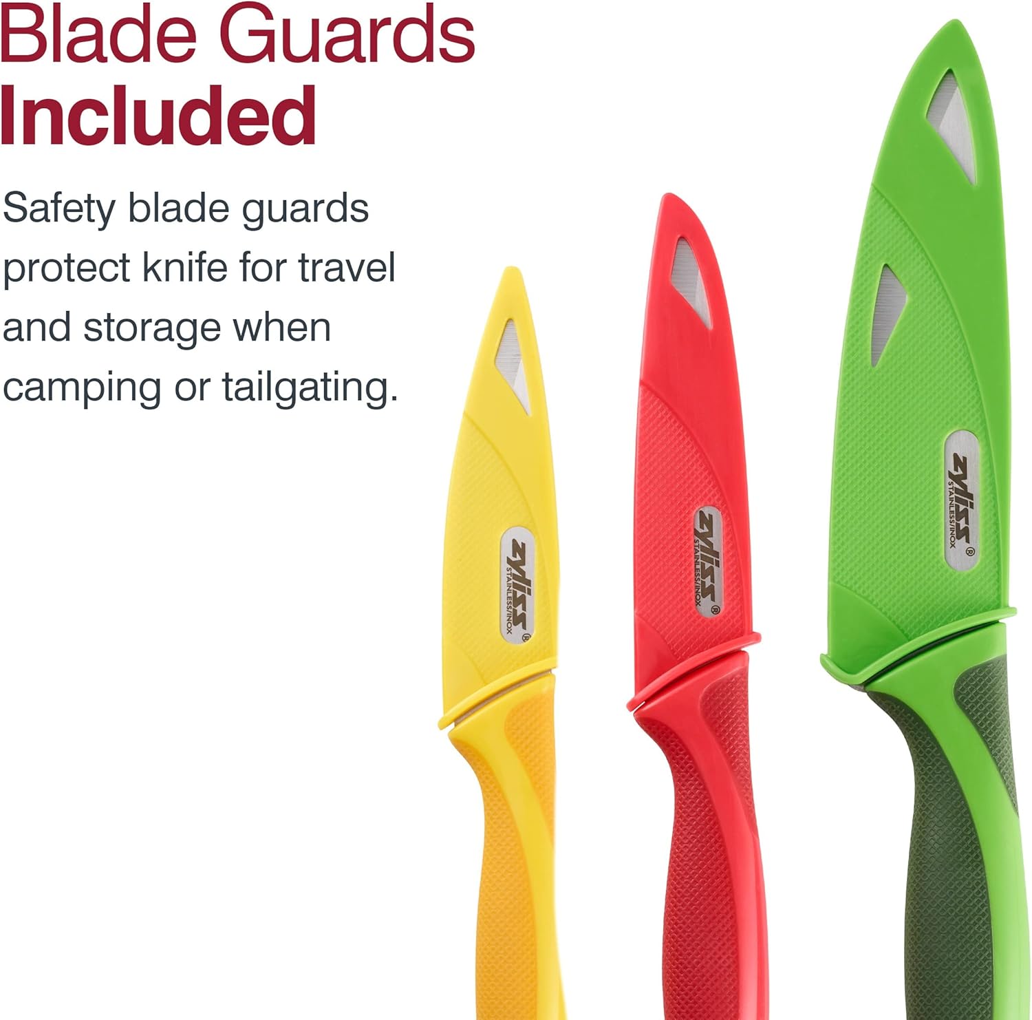 Zyliss 3 Piece Knife Value Set - Kitchen Knife Set - Kitchen Knife Set with Sheath Covers - Includes Paring, Serrated Paring & Utility Knives - Stainless Steel