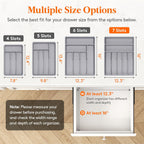 Lifewit Silverware Tray, Deep Wide Cutlery Drawer Organizer Storage for Kitchen, Plastic Flatware Utensil Holder Divider for Spoons Forks Knives Tableware, 7 Compartment, Gray