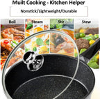 12" Glass Lid for Frying Pan, Tempered Replacement Cover Compatible with All 12 inches Cookware for Skillets, Round Cast Iron, Cast Aluminium, Stainless Steel Pans &Pots