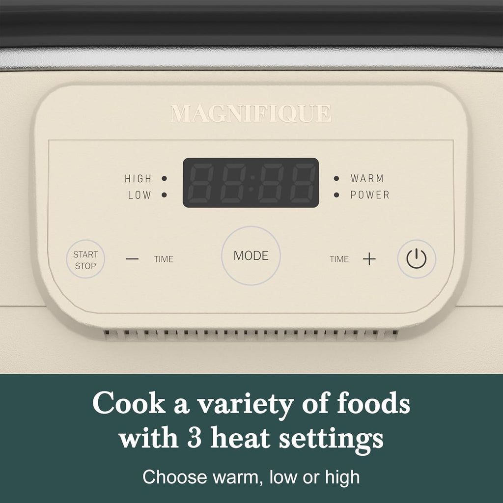 MAGNIFIQUE 6 Quart Programmable Slow Cooker Removable Healthy Nonstick Pot - Small Kitchen Appliance for Family Dinners - Serves 6+ People - Heat Settings: Keep Warm Oatmeal