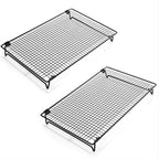 Kingrol 2-Piece Cooling Rack with Collapsible Folding Legs - for Cooking, Roasting, Drying, Grilling (Black)