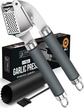ORBLUE Garlic Press Stainless Steel - Premium Professional Grade Garlic Mincer, Crusher & Peeler Set - Easy Clean, Dishwasher Safe & Rust-proof, Gray
