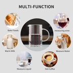 Luvan 34OZ/1000ML Glass Measuring Cup, 4 Cup Glass Measuring Cups With 3 Scales (Ml/Oz/Cup), High Borosilicate Measuring Cup With Handle and V-Shaped Spout, Dishwasher/Freezer/Microwave Safe
