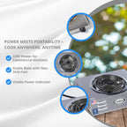 Cadco CSR-3T(220) 14" Electric Portable Countertop Hi-Power Hot Plate w/One Tubular Burner for Restaurant Hotel Food Truck Concession Kiosk, Stainless Steel, 220v