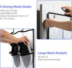 KEEPJOY Over the Door Shoe Organizer, Hanging Shoe Organizer with 4 Hooks, Shoe Holder with 14 Mesh Pockets Closet Door Shoe Storage Bag (White-2Pack)