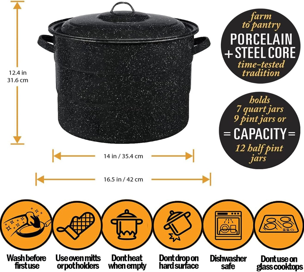 Supa Ant Canning Supplies - Water Bath Canning Pot with Rack & Lid - Starter Kits Set for Beginners - Stainless Steel Water Bath Canner Kit & Rack - Rack, XL Ladle, Measuring Cups, Kitchen Funnel