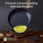 21Pcs Pots and Pans Set with Aluminum Lid, Nonstick Ti-Ceramic Cookware Sets, Induction Cookware Non Stick Cooking Set w/Frying Pans & Saucepans(PFOS, PFOA Free)-Black