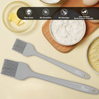 HOTEC Basting Brushes Silicone Heat Resistant Pastry Brushes Spread Oil Butter Sauce Marinades for BBQ Grill Barbecue Baking Kitchen Cooking BPA Free Dishwasher Safe (Grey 2)