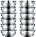 Pinkunn Set of 12 Stainless Steel Mixing Bowls, Nesting Metal Prep Salad Bowl Bulk Kitchen Large Reusable Baking Food Container for Hotel Restaurant Home Cooking, Silver(8.66 x 3 Inch)