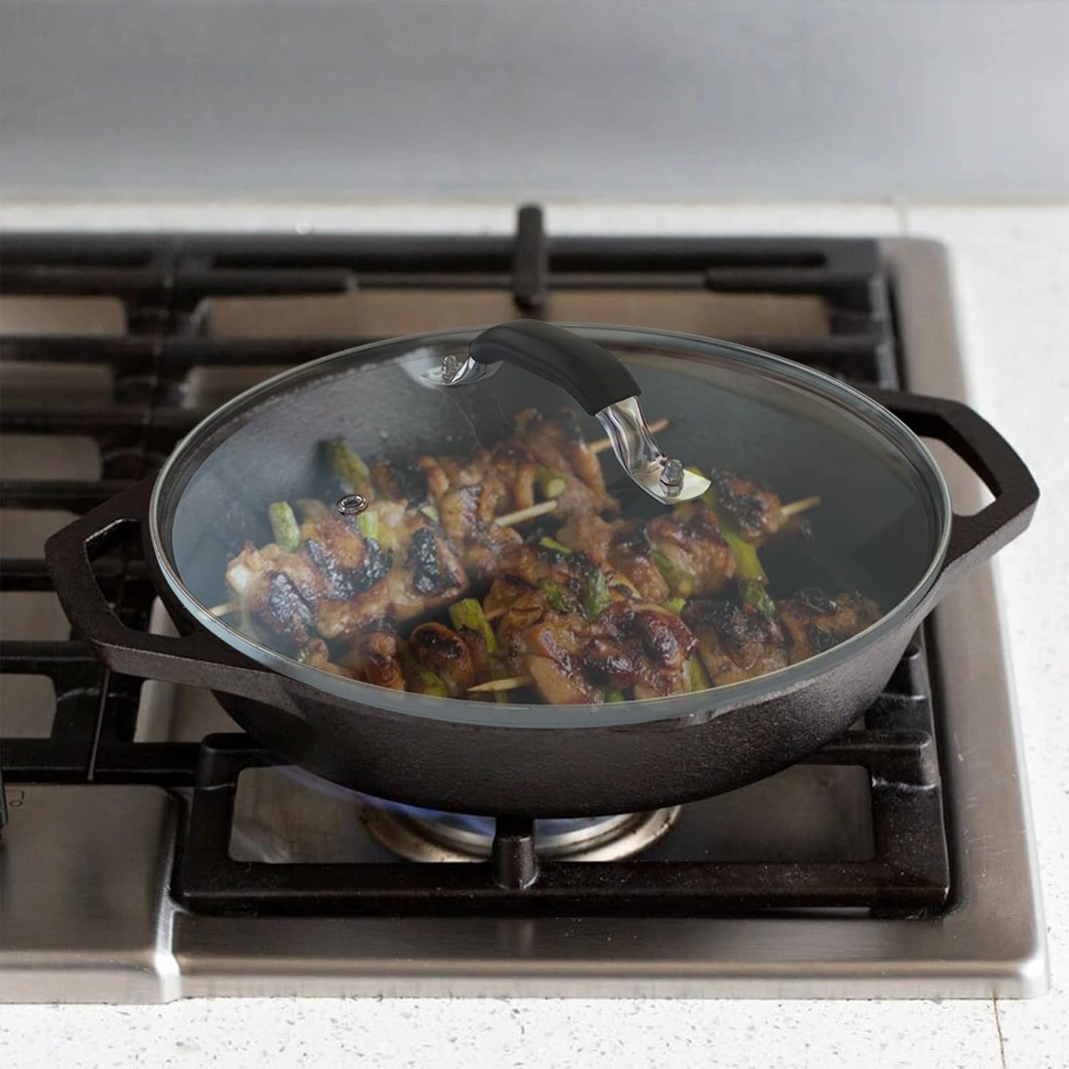 10.25 Inch Tempered Glass Lid Compatible with 10-10.25 Inch Lodge Cast Iron Skillet and 5 Quart Dutch Ovens