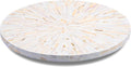 PEMAR PEMAR Mother of Pearl Lazy Susan Turntable – 12.6″ Decorative Wooden Rotating Tray Countertop Organizer (White Cream Sunlight/Starburst Pattern)