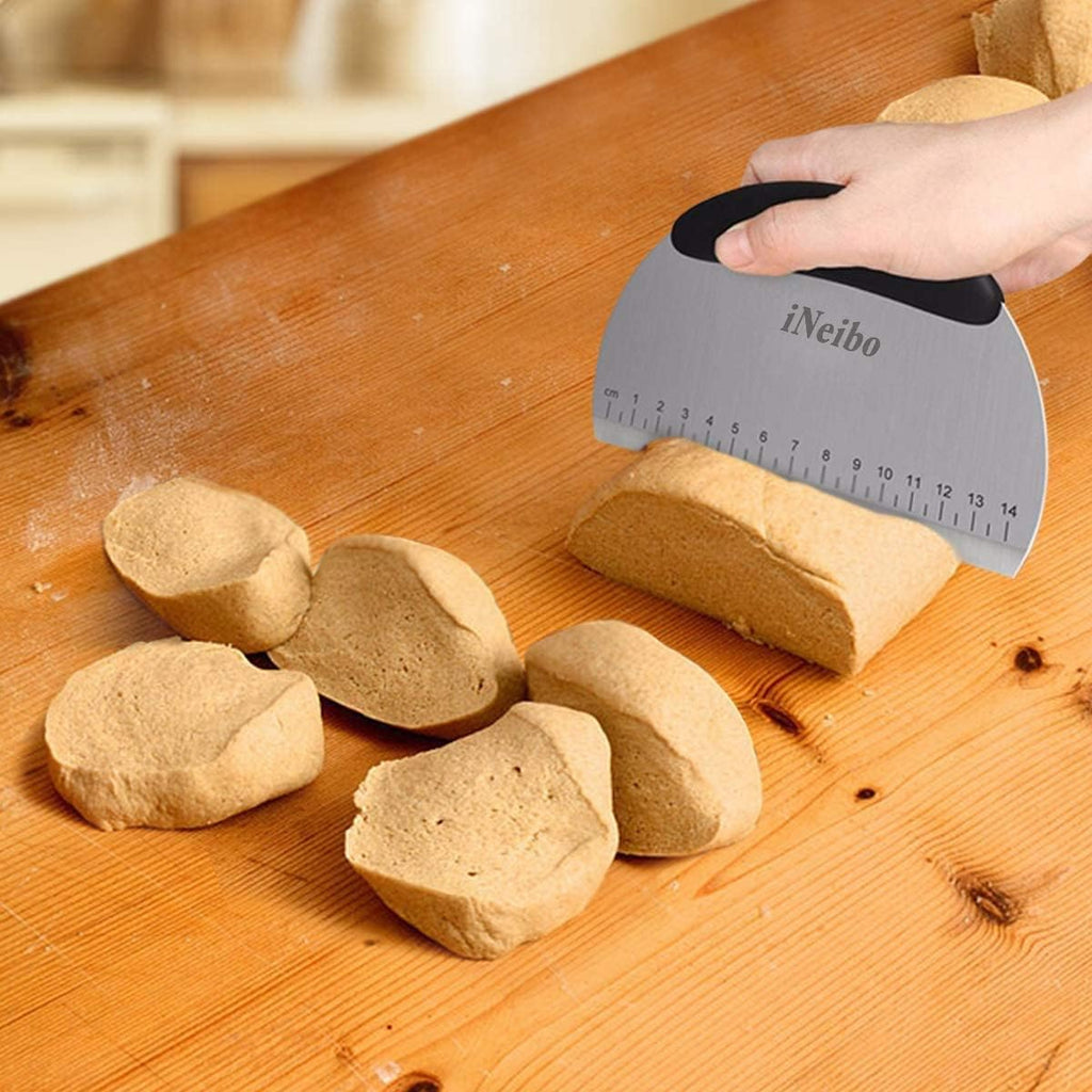 iNeibo Professional Baking Tools Biscuit Cutter Set Dough Blender/Cutter Round Cookies Cutter with Handle + Pastry Scraper+Egg Separator Heavy Duty Baking Dough Tools Pastry Utensils (Baking Tools)