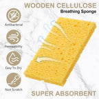 Zhengmy 100 Pieces Kitchen Sponge Bulk Natural Sponges for Dishes Compressed Wood Pulp Sponges Cleaning Sponge Without Scratching for Kitchen Bathroom, 3.9 x 2.4 x 0.12 Inch (Yellow)
