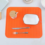 Silicone Dish Drying Mat for Multiple Usage,Easy clean,Eco-friendly,Heat-resistant Silicone Mat for Kitchen Counter or Sink,Refrigerator or Drawer Liner Orange XL 18 inches x 16 inches