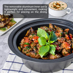 ICOOK USC-35-OP001BL 3.5 Quart Slow Cooker,Aluminium Sear/Sauté Stew Pot Stovetop safe,Dishwasher Safe,Glass Lid,Adjustable Temp,Food Warmer,Blue