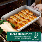 TeamFar Lasagna Pan, 10.6 x 8.3 x 1.7inch Stainless Steel Rectangular Cake Brownie Pan Casserole Baking Dish, Compact for Toaster Oven, Non Toxic & Healthy, Brushed Finish & Easy Clean-Dishwasher Safe