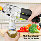 Beneno Can Opener Manual with Magnet, Hand Held Heavy Duty Can Opener with Durable Sharp Blade Smooth Edge, Big Effort-Saving Knob, Soft Grip Rubber Handle, Multifunctional Bottle Opener, Black