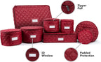 Covermates Keepsakes - Dish Storage Set - Padded Protection - ID Window - Stain Resistant - Machine Washable - China Storage, Red