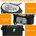 Slow Cooker Carrying Bag Compatible with 6-8 Quart CrockPot and Hamlton Beach,Double-Layer Insulated Carrier Case with Lid Fastener and See-through Window,Bag Only