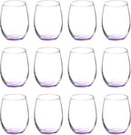 DISCOUNT PROMOS Stemless Wine Glasses by ARC 5.5 oz. Set of 12, Bulk Pack - Perfect for Hotel, Bar, Restaurant or Lounge - Purple