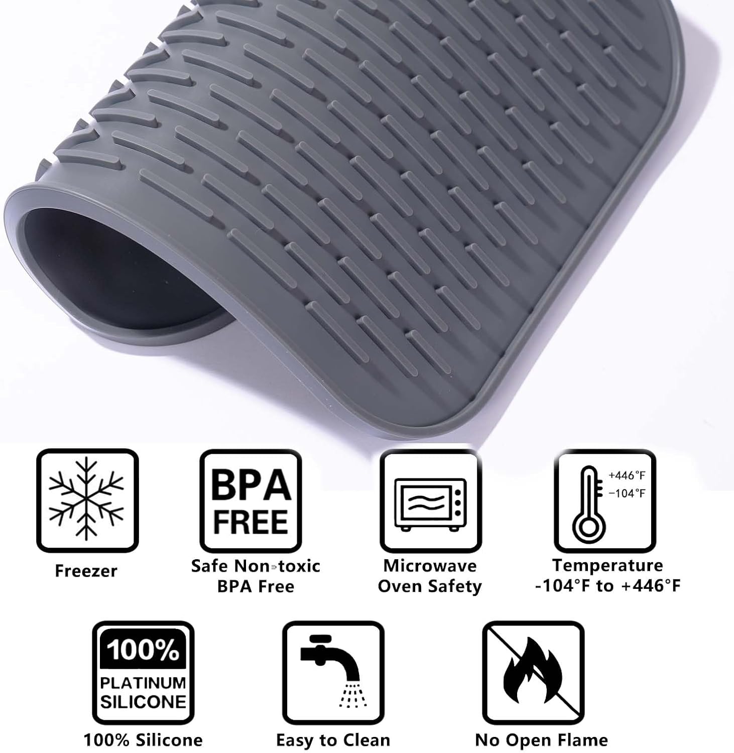 Dish Mat Silicone Dish Drying Mats Works For Drying Stemware Cocktail Glasses Silverware Pots Pans Knives and Dish Rack for Kitchen Counter Sink Bar Pads Easy to Clean (11.5" x 9.1")