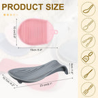 uxcell 1 Set Silicone Spoon Rest for Stove Top, Silicone Spoon Holder for Cooking Spatula, Ladle, Brush Grey/Pink