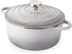 Cast Iron Dutch Oven with Lid – Non-Stick Ovenproof Enamelled Casserole Pot – Sturdy Dutch Oven Cookware – Grey, 3.1-Quart, 22cm – by Nuovva