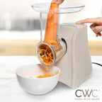 COOK WITH COLOR 5-in-1 Electric Slicer, 150W Food Prep Machine – Cheese Shredder, Fine & Coarse Graters, Potato Grater, Vegetable Slicer, Fruit, Salad Shooter, Compact Design for Bowl Prep, Sand