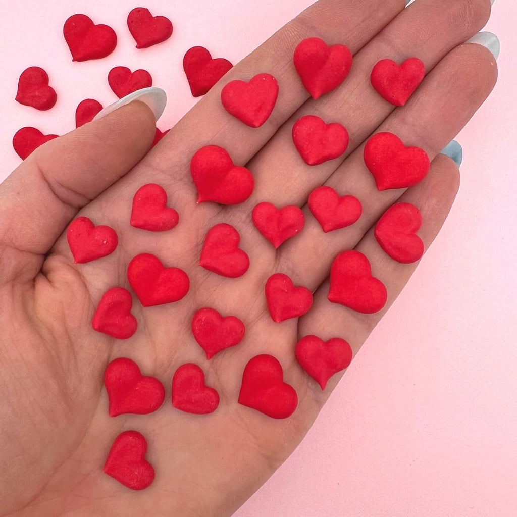 Red Icing Hearts – Edible Royal Icing Decorations for Cakes, Cupcakes, and Cookies by Simply Sucré (72 Hearts)