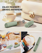 CIRCLE JOY Rechargeable Milk Frother Hanheld, Dual Ring Electric Coffee Frother, Portable Hand Frother Wand Drink Mixer for Matcha Lattes Cappuccino, Kitchen Gifts, Green