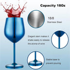 Stainless Steel Wine Glasses Set of 2, 18 oz Unbreakable Blue Wine Glass Unique Metal Wine Goblets for Outdoor Capming and Pool Gift for Wine Lovers