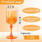 Plastic Wine Glasses，Plastic Goblets Vintage Style Cordial Drinking Glasses for Wedding Reception, Grand Event Party Supplies (24, Pumpkin orange)