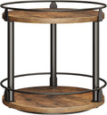 Lazy Susan Organizer, Rotating Spice Rack, 2 Tier Spice Turntable Organizer, Industrial Turntable Spice Holder, for Kitchen Countertop and Cabinet, Compact and Versatile, Rustic Brown SR22BR