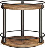 Lazy Susan Organizer, Rotating Spice Rack, 2 Tier Spice Turntable Organizer, Industrial Turntable Spice Holder, for Kitchen Countertop and Cabinet, Compact and Versatile, Rustic Brown SR22BR