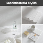3PCS Bathroom Sink Vanity Trays, Quick Stone Drying Mat Dish Soap Dispenser Sponge Holder for Kitchen Counter, Diatomaceous Earth Water Absorbing Caddy Organizer, White