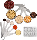 Smithcraft Measuring Cups and Spoons, 12 Piece Metric & US 18/8 Stainless Steel Measuring Cup and Spoon Set, Dry Metal Measuring Cups Spoons & Leveler & Measure Equivalents for Kitchen & Baking