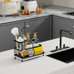 Cisily Large Capacity Kitchen Sink Caddy Organizer, Rustproof Non-Slip Sponge Holder With Dish Brush Holder Organizer, Kitchen Organization and Storage, Essentials Accessories for Countertop