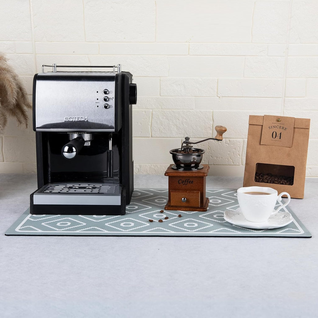 SUEH DESIGN Dish Drying Mat, Absorbent Coffee Mat 23.6 x 15.7 in Quick Dry Kitchen Drying Dish Drain Mat for Kitchen Counter Coffee Bar, Green