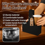 10 Pack 2 Cup Disposable Drink Carrier with Handle Paperboard Coffee Cup Holder Portable for Hot Cold Drinks Food Delivery Services with Heart Card for Teacher Appreciation Week Mother's Day