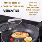 Glass Lids for Pot and Pan, 8, 9.5, 10.25, 11, 12, 12.6, 13.5, 14 Inch Tempered Replacement for Covers Kitchen Cookware, Frying Pan, Wok, Skillet (14 Inch)