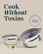 Caraway Steamer - Stainless Steel Steamer with Handles - Non Stick, Non Toxic Coating - Steam Veggies, Seafood, and More - Compatible With Our Dutch Oven or Sauce Pan - Small