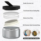 Bento Lunch Box with 8oz Soup Thermo, Leak-Proof Lunch Containers with 4 Compartment, Thermo Hot Food Jar and Insulated Lunch Box for School Black