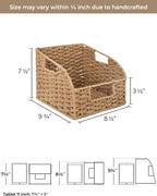 StorageWorks Wicker Baskets for Organizing, Pantry Organizers and Storage, Round Paper Rope Storage Basket for Pantry Shelves, Orange, 2 Pack