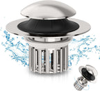 Universal 4 in 1 Bathroom Sink Drain Strainer with Removable Filter Basket, Pop Up Pure Copper Bathroom Sink Stopper, Anti-Clogging Bathroom Drain Stopper Sink Plug (Brushed Nickel)