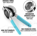 Zulay Lemon Squeezer Stainless Steel with Premium Heavy Duty Solid Metal Squeezer Bowl and Food Grade Silicone Handles - Large Manual Citrus Press Juicer and Lime Squeezer Stainless Steel (Blue)