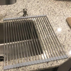 Ahyuan Roll up Dish Drying Rack Over The Sink Kitchen Roll up Sink Drying Rack Portable Dish Drainer Foldable Dish Drying Rack (Warm Gray, 20.5''X16.9'')