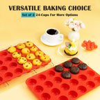 24 Cups Silicone Mini Muffin Pan Set, Nonstick Mini Cupcake Pans, BPA Free Small Muffin Tin for Baking, Set of 2 (Red+Red)