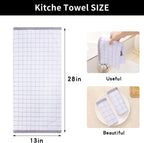 Homaxy 100% Cotton Terry Kitchen Towels(White, 13 x 28 inches), Checkered Designed, Soft and Super Absorbent Dish Towels, 6 Pack