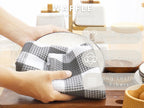 PurpleEssences 100% Cotton Waffle Weave Check Plaid Kitchen Towels, Super Soft and Absorbent Dish Towels for Drying Dishes 15 x 25-6 Pack - Spring Summer - Steel Grey and White